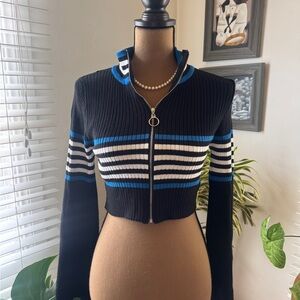 Striped Black and Blue Women's Sweater